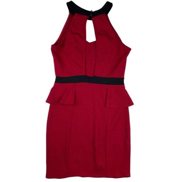 January 7 Dress Womens Large Red Sleeveless Cut Out Back Halter Neck Bodycon - Picture 2 of 7